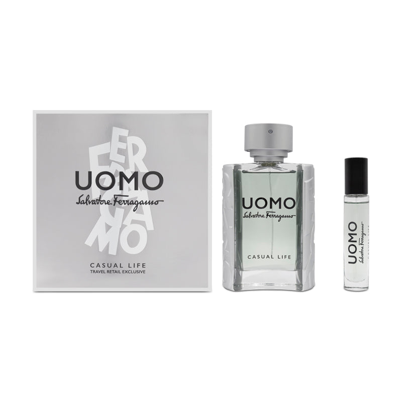 Salvatore Ferragamo Uomo Casual Life 100ml Eau De Toilette Gift Set (Blemished Box)