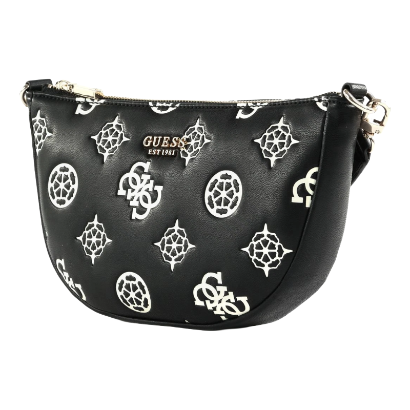 Guess Deesa Logo Saddle Double Pouch Crossover Bag Black