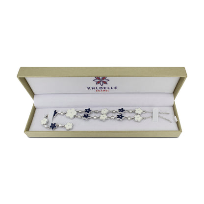 Khloelle Silver Bracelet White And Blue Flowers LC0070856