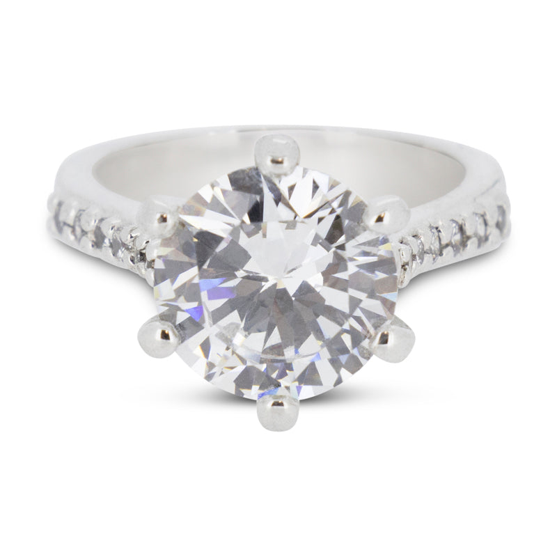 Covet Rhodium Cubic Zirconia Silver Ring - Size 5