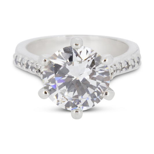 Covet Rhodium Cubic Zirconia Silver Ring - Size 5