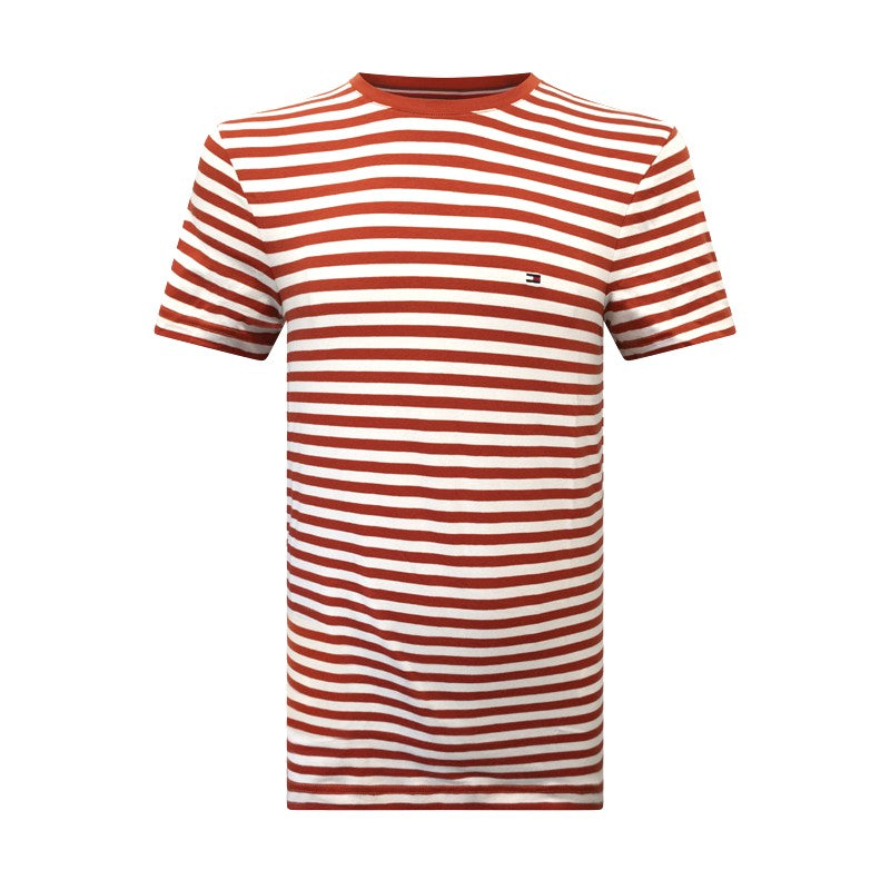 Tommy Hilfiger Men's Striped T-Shirt Cinnabar Red & White