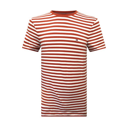 Tommy Hilfiger Men's Striped T-Shirt Cinnabar Red & White