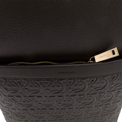 Salvatore Ferragamo Embossed Leather Backpack Brown