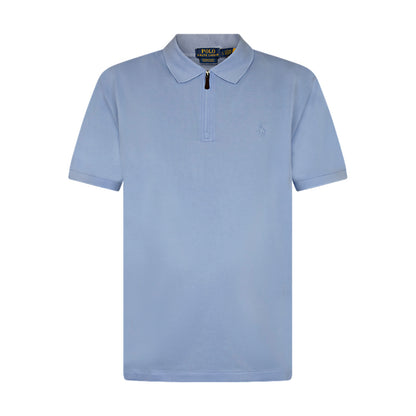 Ralph Lauren Polo Slim Fit Half Zip Blue Polo Shirt Light Blue