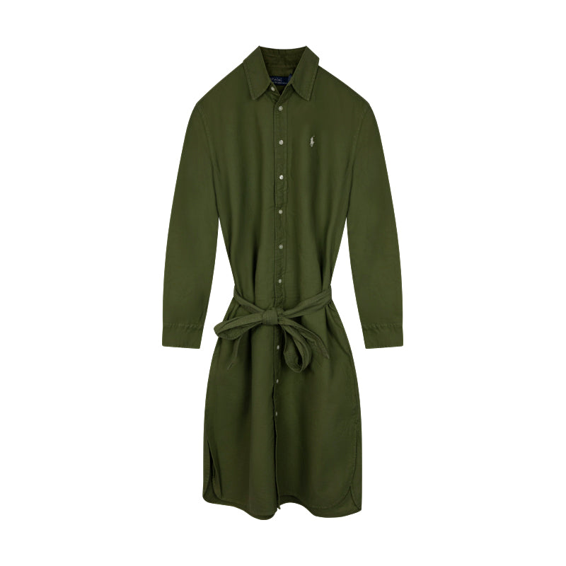 Ralph Lauren Polo Belted Cotton Shirt Dress New Olive