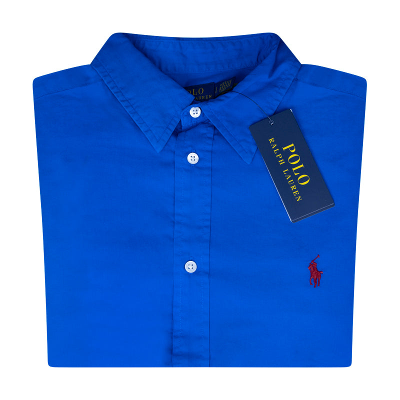 Ralph Lauren Slim Fit Long Sleeved Cotton Shirt Blue