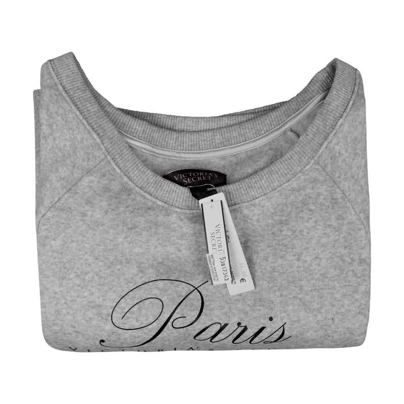 Victoria's Secret Off Shoulder Fleece 'Paris' Grey Sweatshirt X Small