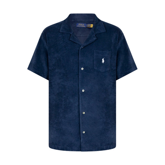 Ralph Lauren Polo Terry Camp Shirt Navy Blue