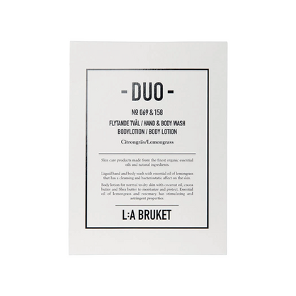 L:A Bruket Duo No 069 Flytande Tval Hand & Body Wash & No 158 Lemongrass Body Lotion 190ml Each