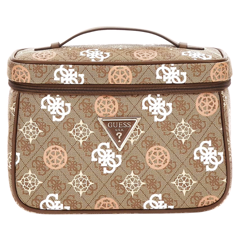 Guess Eliette 4G Peony Logo Cosmetic Toiletry Travel Bag Brown