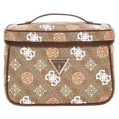 Guess Eliette 4G Peony Logo Cosmetic Toiletry Travel Bag Brown