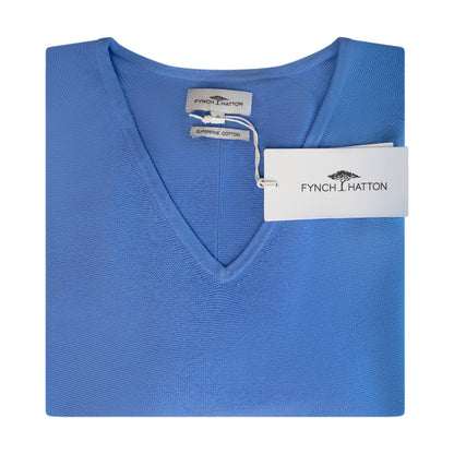 Fynch-Hatton Knitted Women's V-Neck Jumper Sky Blue