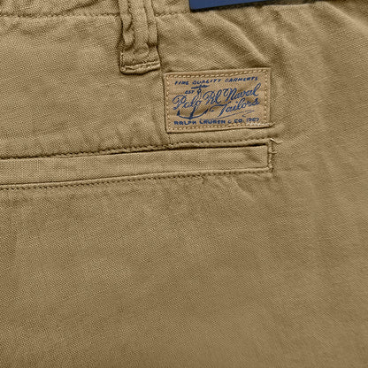 Ralph Lauren Classic Fit Maritime Cotton Linen Blend Chino Shorts Beige Men's