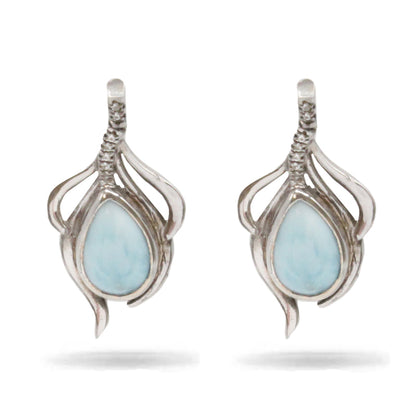 Marahlago Willow Larimar Stone White Sapphire Sterling Silver Earrings