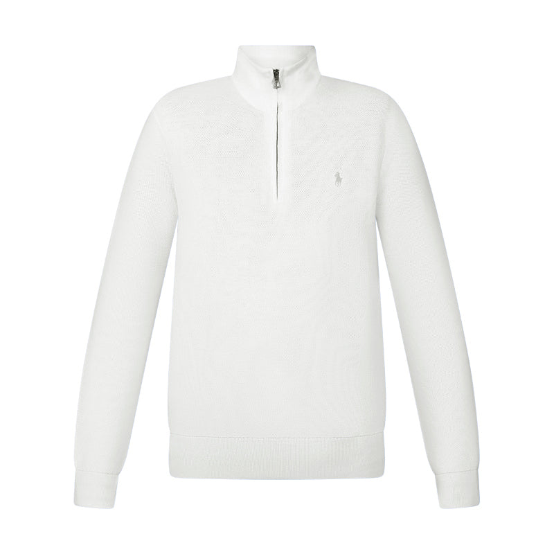 Ralph Lauren Mesh-Knit Cotton Quarter-Zip Jumper White