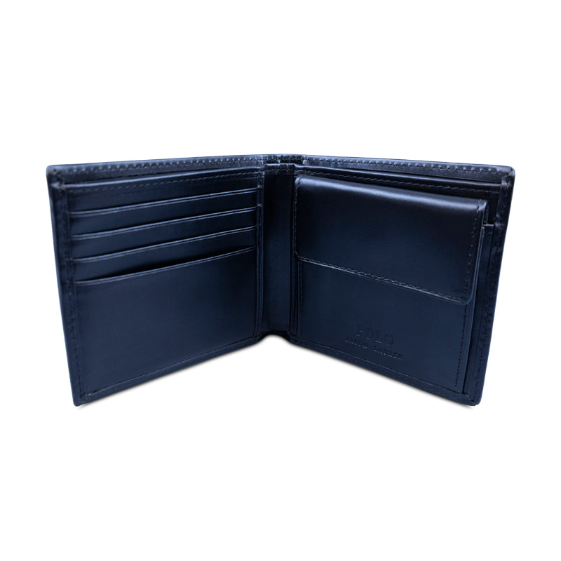 Ralph Lauren Polo Logo Leather Billfold Coin Wallet Black