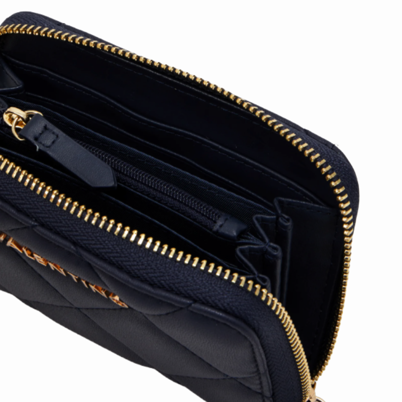 Mario Valentino Quilted Wallet Medium Dark Blue Women's