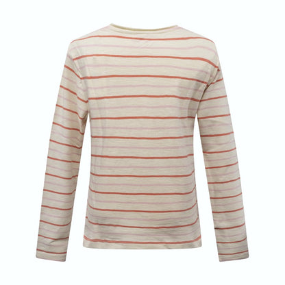 Fynch-Hatton Women's Pink & Red Striped Long Sleeve T-Shirt White