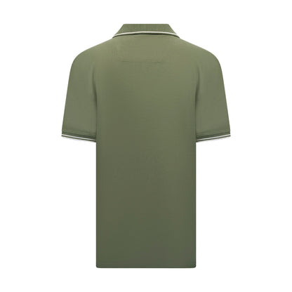 Fynch Hatton Men's Striped Collar Polo Shirt Dusty Olive Khaki