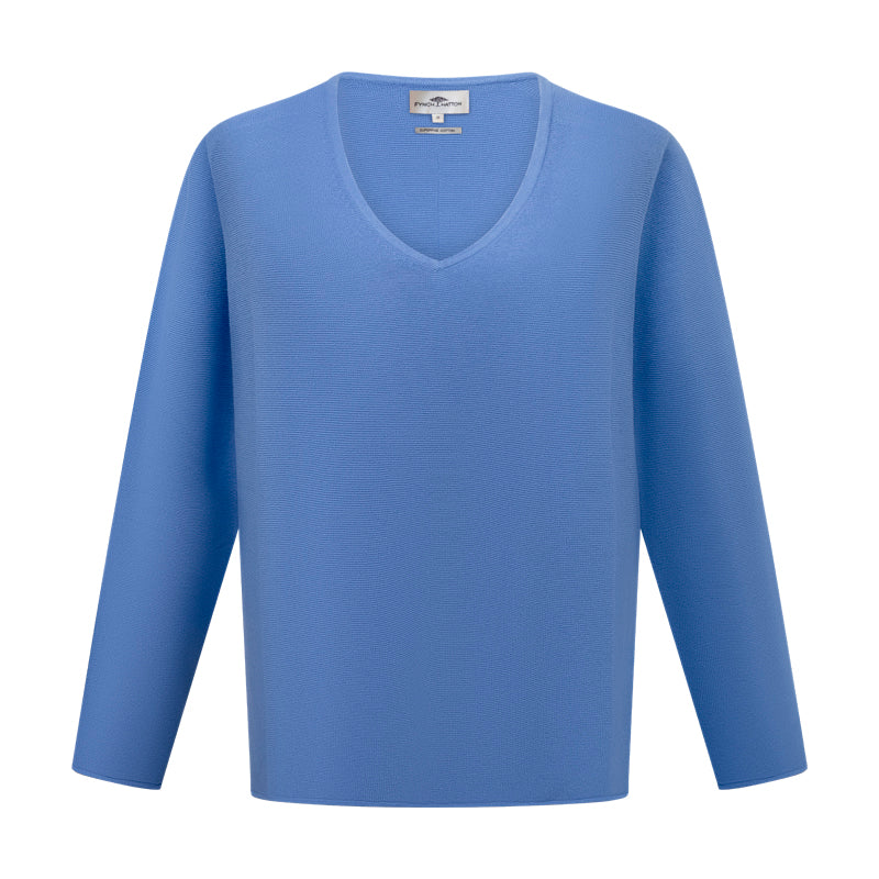 Fynch-Hatton Knitted Women's V-Neck Jumper Sky Blue