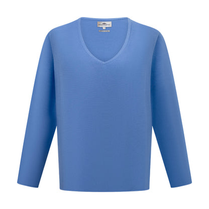 Fynch-Hatton Knitted Women's V-Neck Jumper Sky Blue