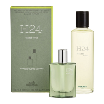 Hermes H24 Herbes Vives 200ml Travel Spray & 30ml Refill Eau De Parfum