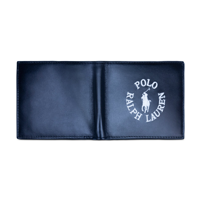 Ralph Lauren Polo Logo Leather Billfold Coin Wallet Black