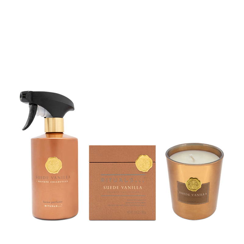 Rituals Suede Vanilla Candle & Home Perfume Spray 500ml Gift Set