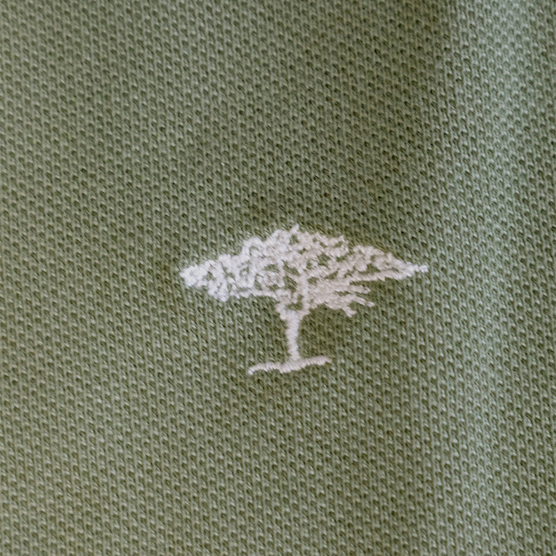 Fynch Hatton Men's Striped Collar Polo Shirt Dusty Olive Khaki