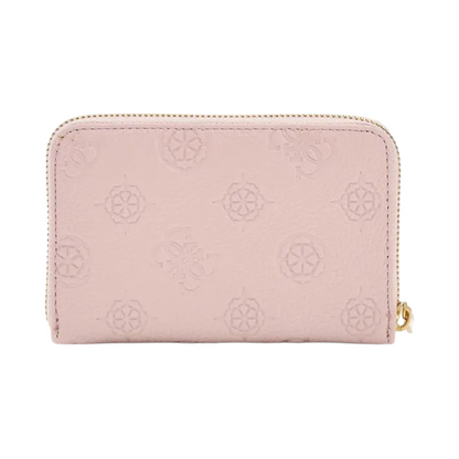 Guess Apricot Rose Pink Logo Zip Around Purse