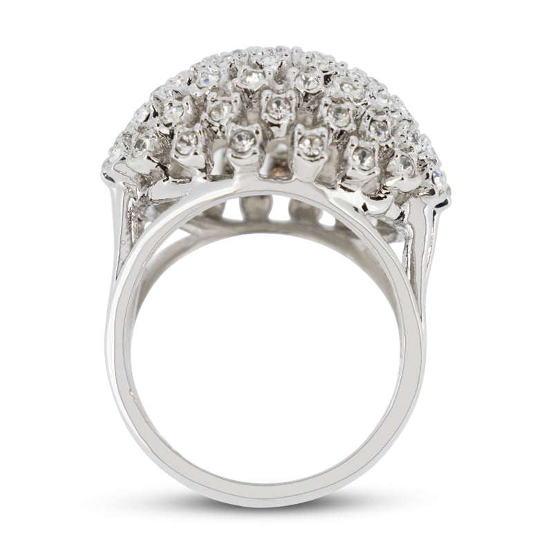 Covet Rhodium Dome Pave Silver Ring - Size 8