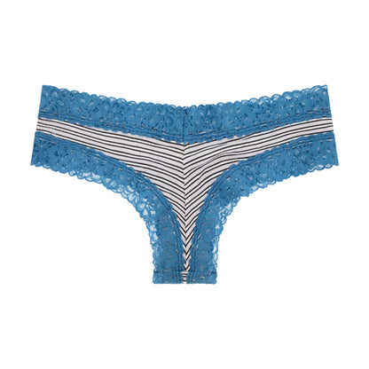 Victoria's Secret Cheeky Lace Knickers Blue & White Stripped
