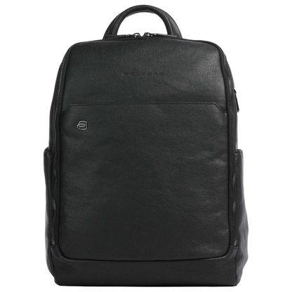 Piquadro Black Square Backpack 14″ Fine Grain Cow Leather Nero