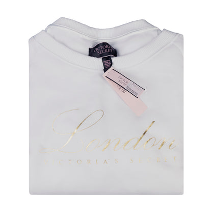 Victoria's Secret Off Shoulder Fleece 'London' White Sweatshirt