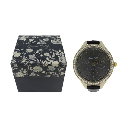 Jessica Carlyle Black & Gold Watch Bracelet Set 2494 (Blemished Box)