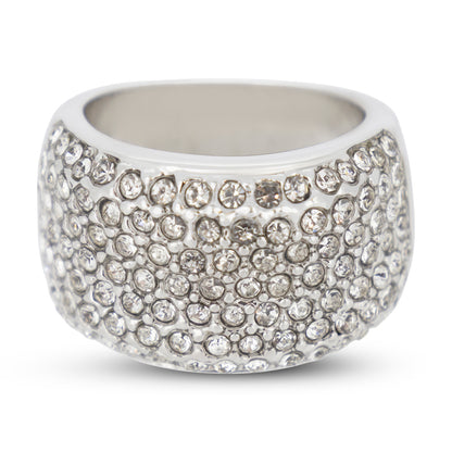 Covet Rhodium Pave Crystal Band Silver Ring - Size 5