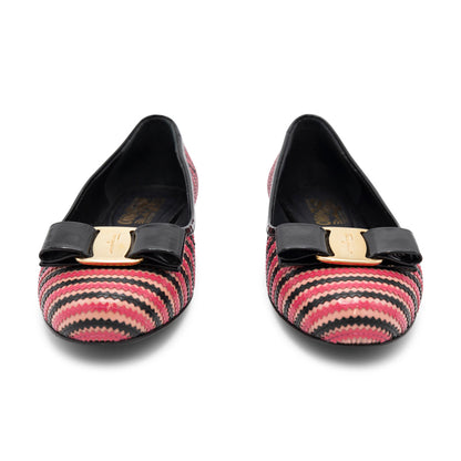 Salvatore Ferragamo Leather Varina Pink Ballet Flat Shoe Women's