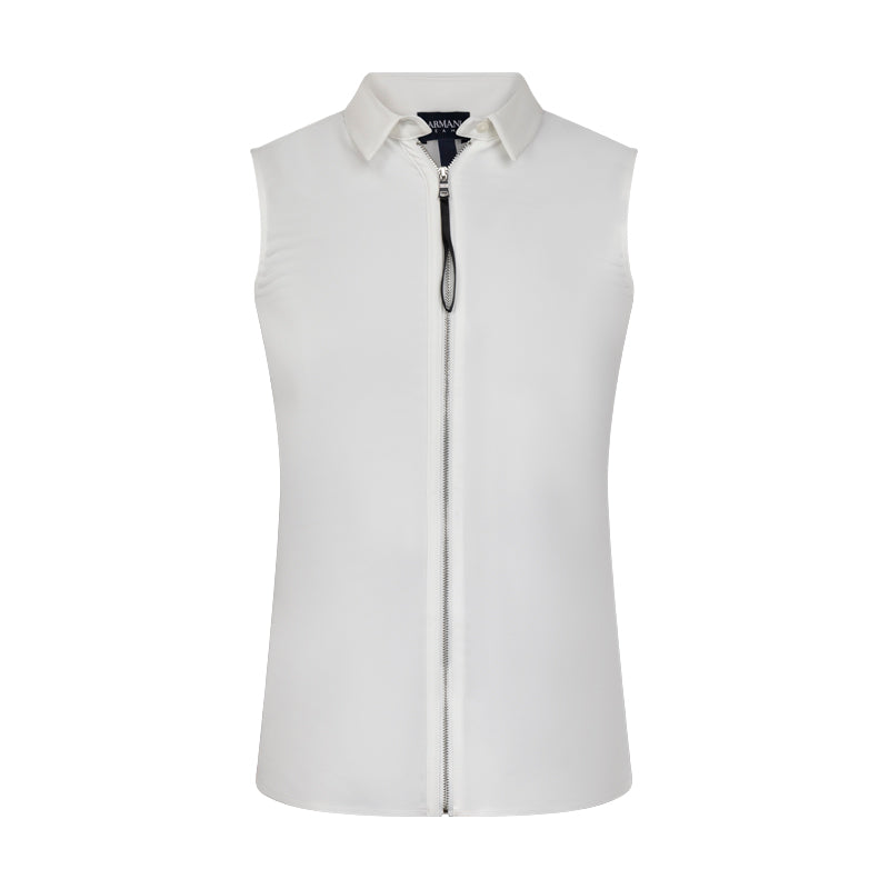 Armani Jeans Women's White Sleeveless Zip Shirt