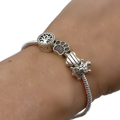 Heart Paw Print Turtle & Tree Of Life Charm Bracelet Set