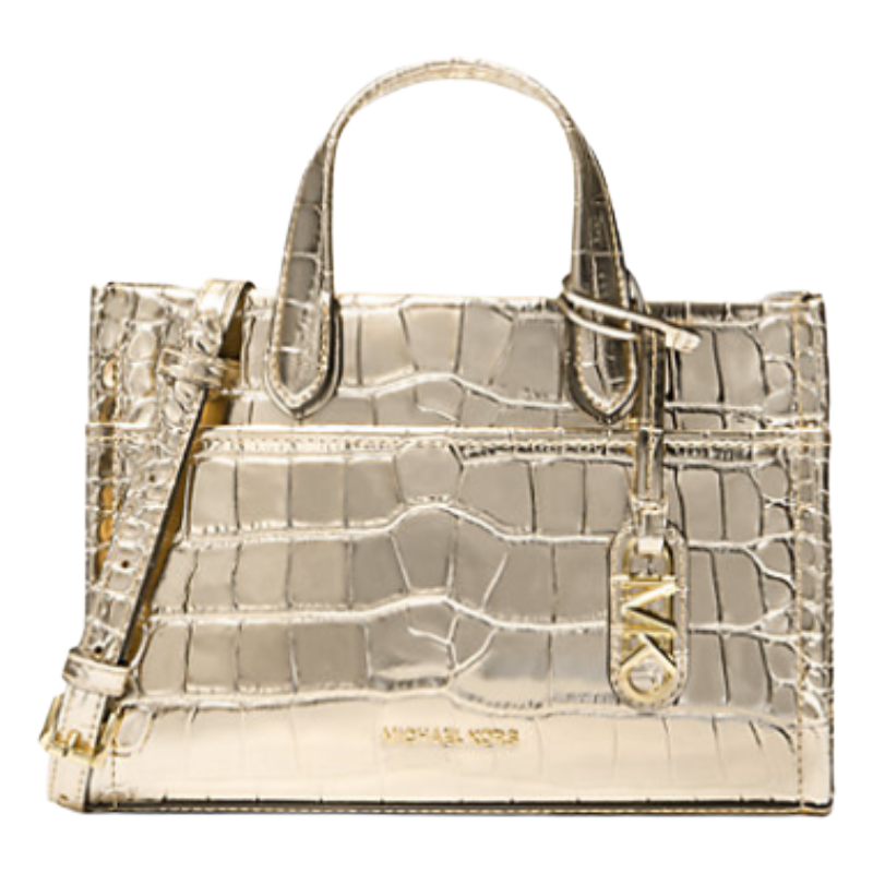 Michael Kors Gigi Embossed Leather Messenger Bag Pale Gold