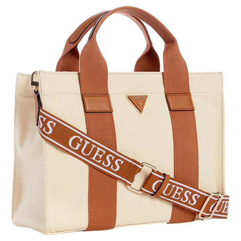 Guess Canvas Small Tote Bag Natural & Cognac – view 2