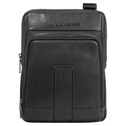 Piquadro Carl Leather Tablet Crossbody Bag Black