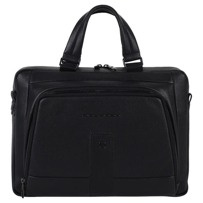 Piquadro Carl Leather Laptop Briefcase Black