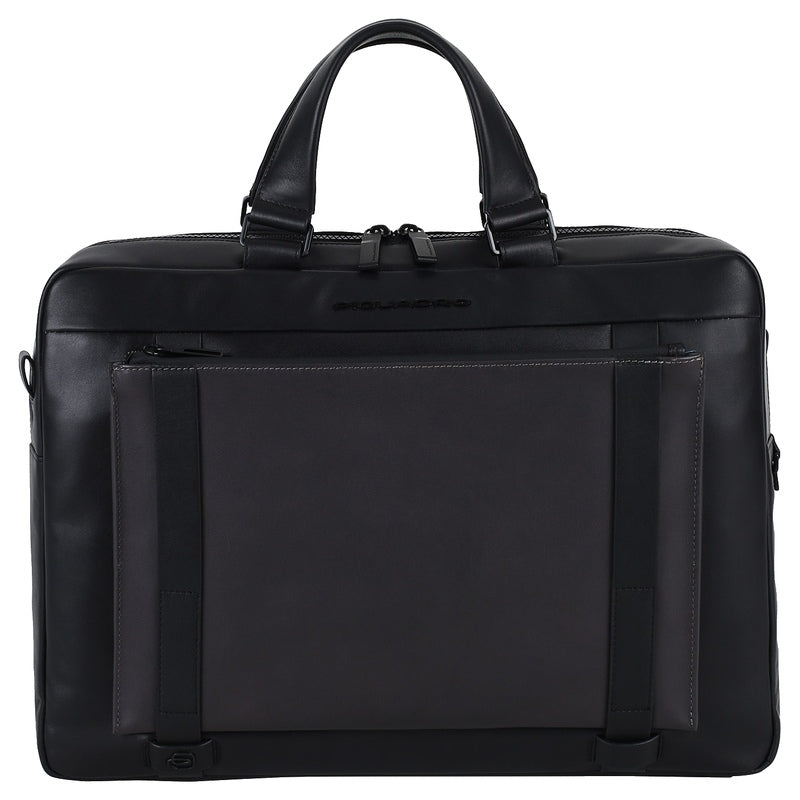 Piquadro David Leather Laptop Briefcase Black