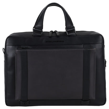 Piquadro David Leather Laptop Briefcase Black