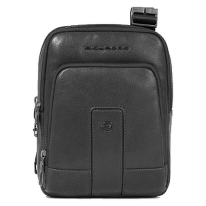 Piquadro Carl Small Leather Tablet Crossbody Bag Black