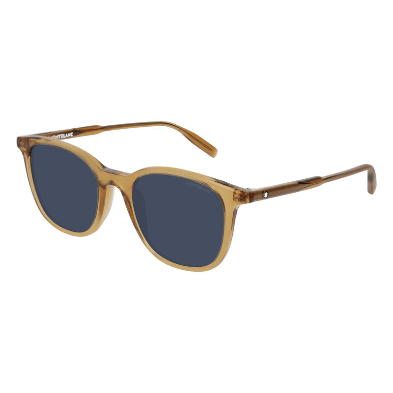 Montblanc Yellow Frame Blue Lens Men's Sunglasses MB0006S 004