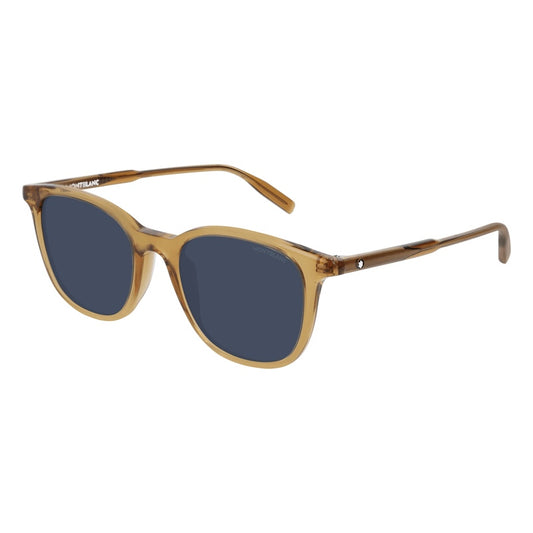 Montblanc Yellow Frame Blue Lens Men's Sunglasses MB0006S 004