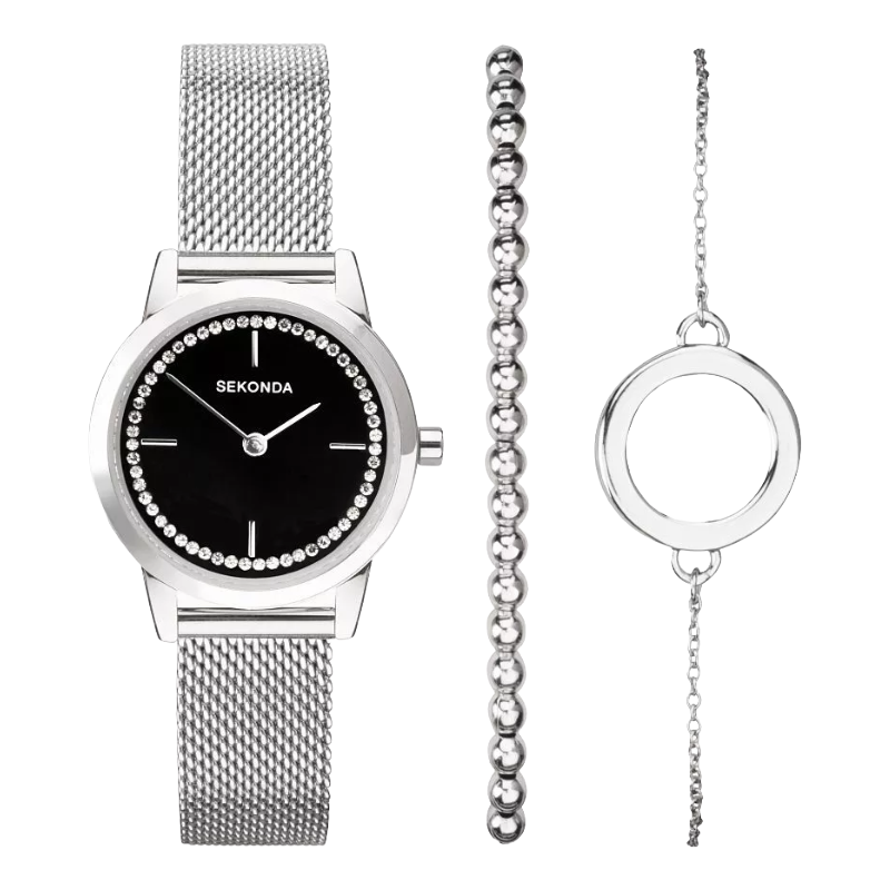 Sekonda Dress Silver Mesh Watch With 2 Bracelets (No Box)